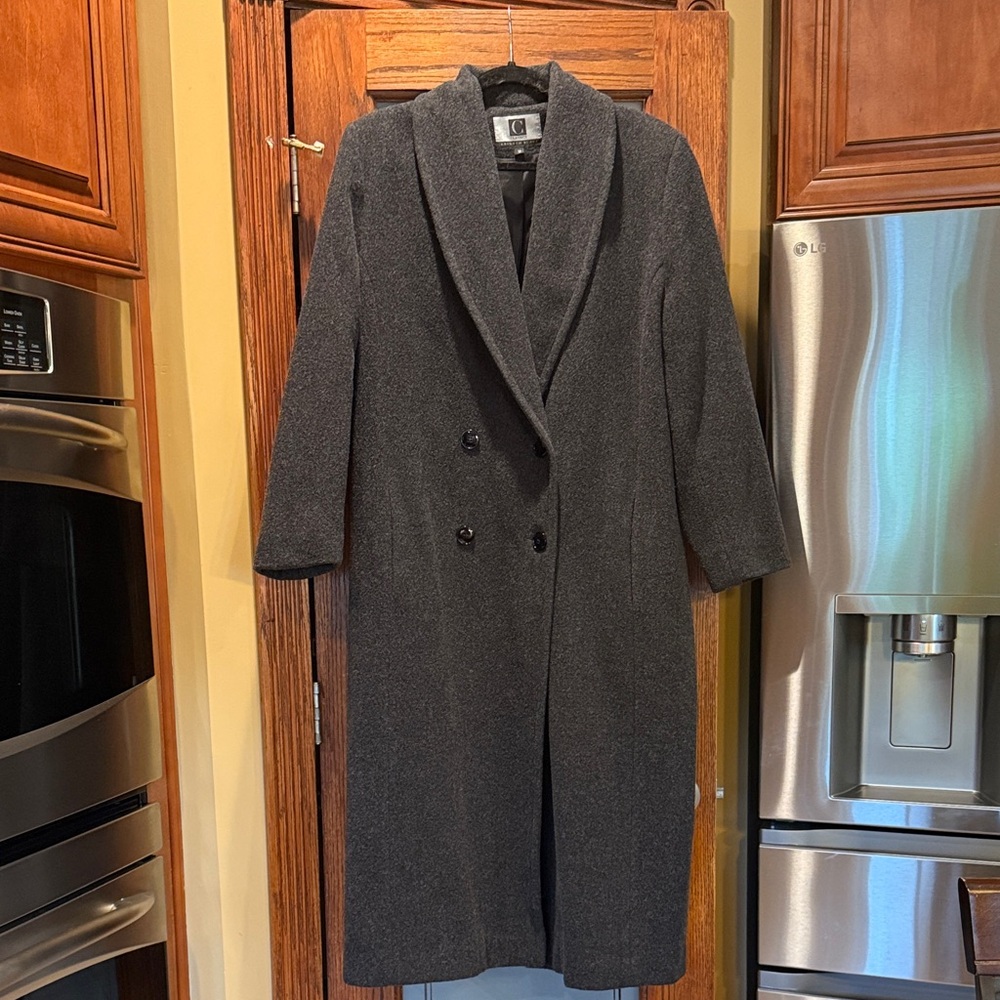 VINTAGE 100% wool full length gray coat made in the USA by Kristen Blake